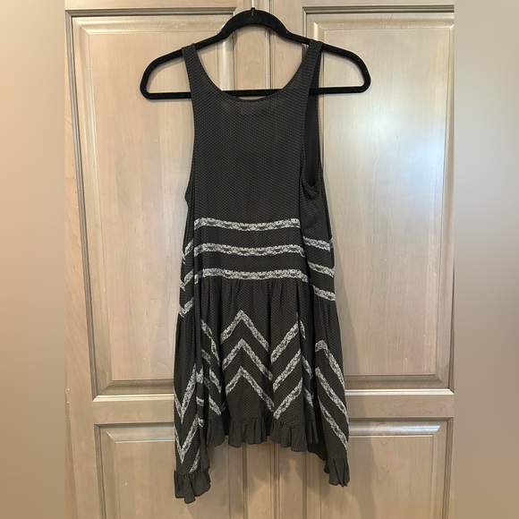 Free People Intimately Polka Dot and Lace Tunic in Black and Gray, Size XS - Picture 5 of 7